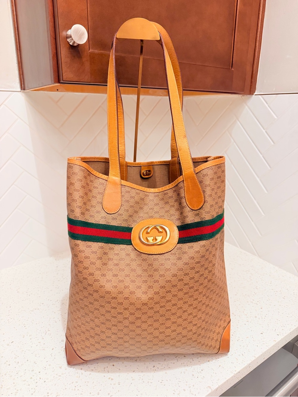 Vintage Gucci Micro GG Supreme Web Tote Bag 002-904-0131 Sherry Line Italy